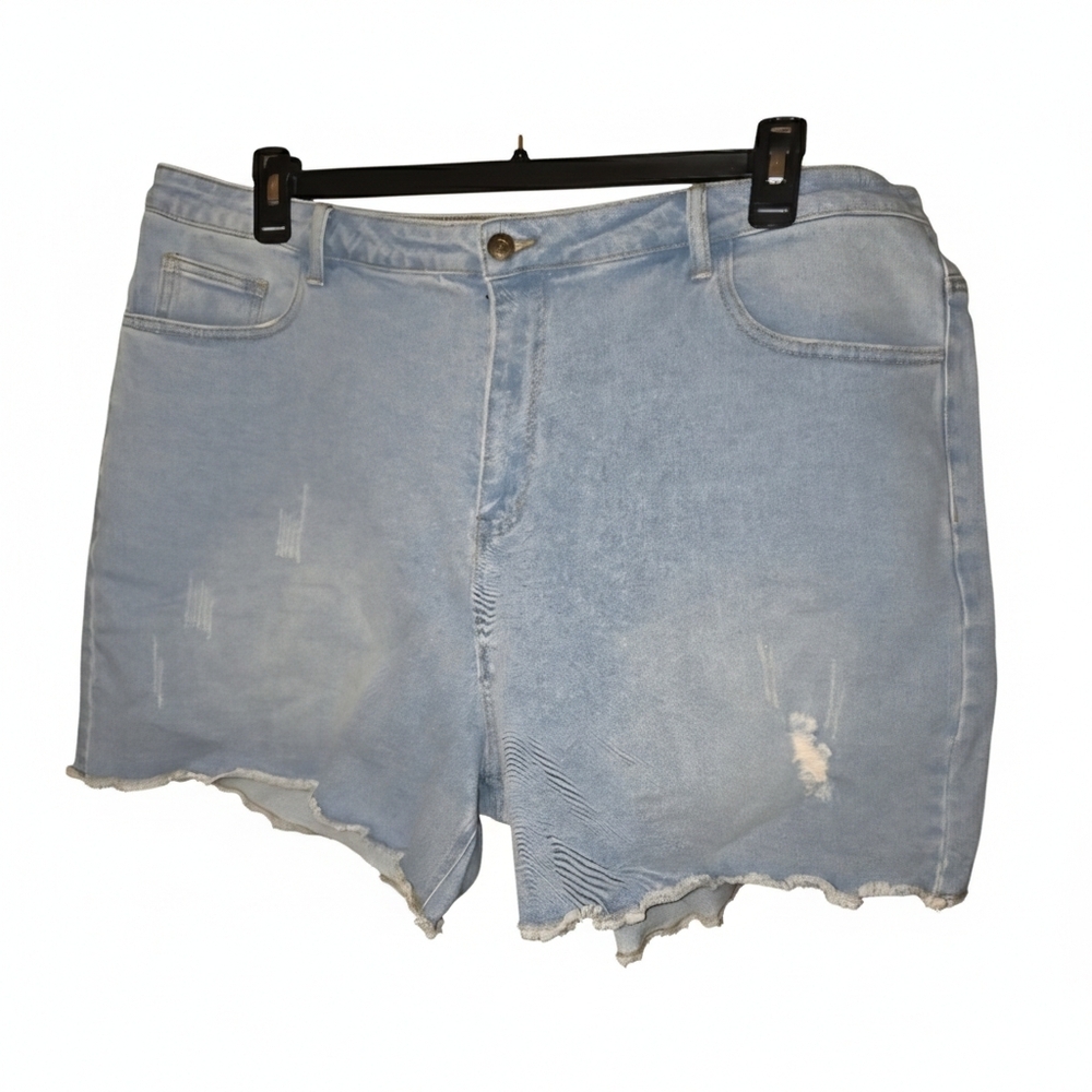 Light‎ Blue Denim Distressed Jean Shorts 3x Nwt